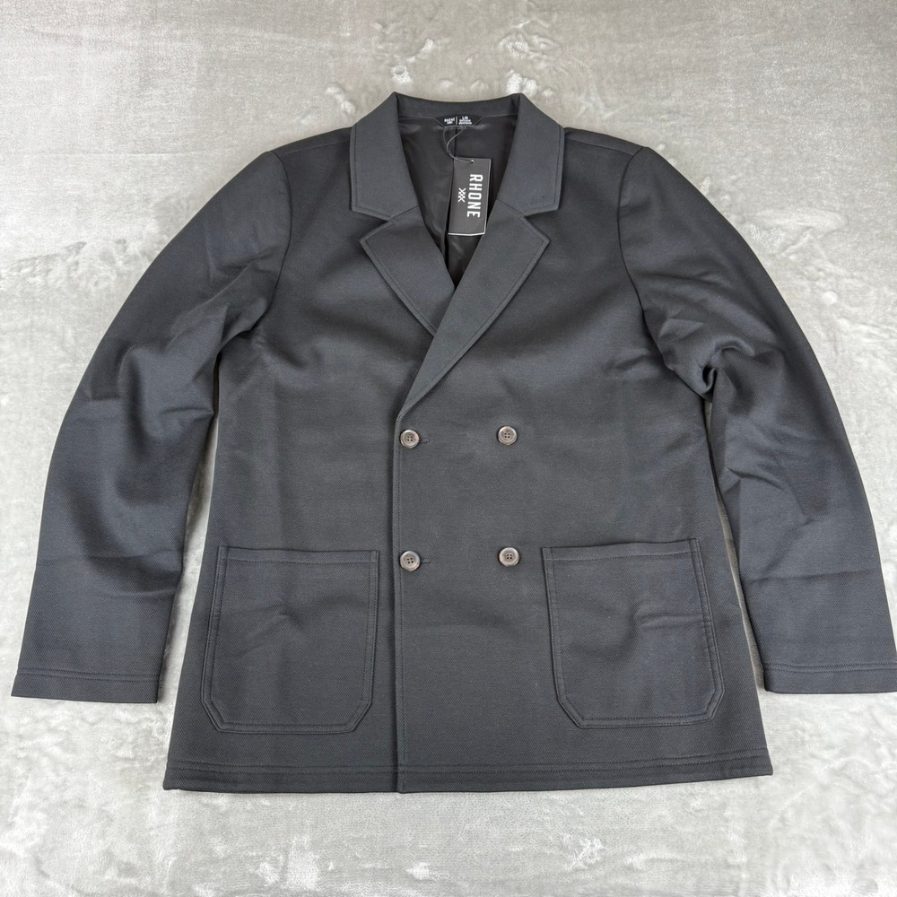 Rhone Truman Knit Sport Coat Mens Large Black Blazer Stretch $248 New NWT